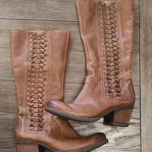 Born Brown Leather Heeled Riding Boots